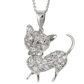 Sterling Silver Cubic Zirconia Cat Pendant