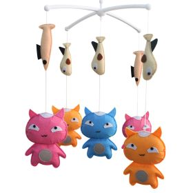 [Funny Cat] Musical Baby Mobile Nursery Animal Baby Mobile Crib