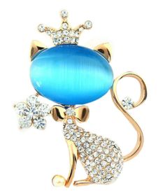Blue Cat Brooch Female Fashion Jewelry Brooch Female Accessories Pins