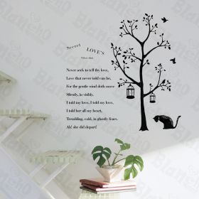 Poetry Cat - Hemu Wall Decals Stickers Appliques Home Decor 12.6 BY 23.6 Inches