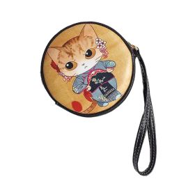 Cartoon Round Shape Coin Package Women's Short Wallet Cat
