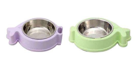 Stainless Steel Pet Bowls Water and Food Feeder Non Spill Skid Resistant [D]