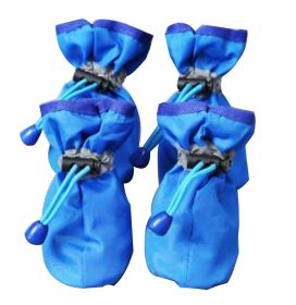 [Blue] A Set of 4 Pet Shoes Pet Dog Cat Tiny Shoes, Waterproof